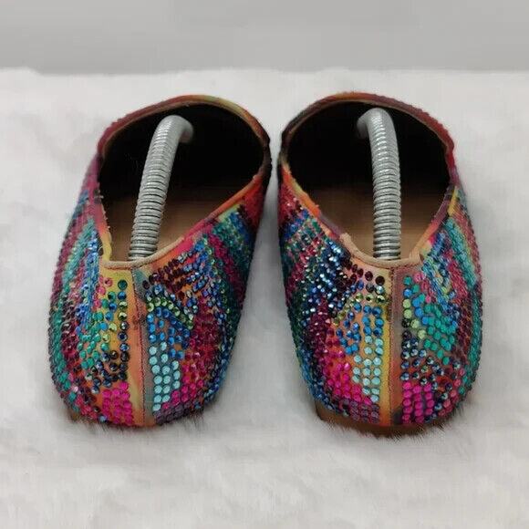 Steve Madden Multicolor Rhinestone Leather Flats Sz 6 - Picture 5 of 8